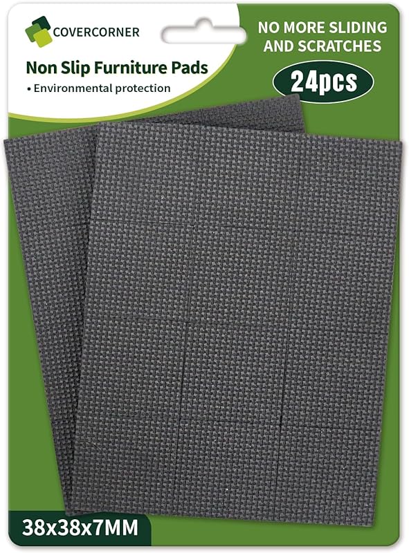 Non Slip Furniture Pads 16 PCS 2'' Square - Anti Slip Furniture Pads - Self Adhesive Rubber Feet Furniture Feet - Chair Leg Floor Protectors - Keep Furniture in Place