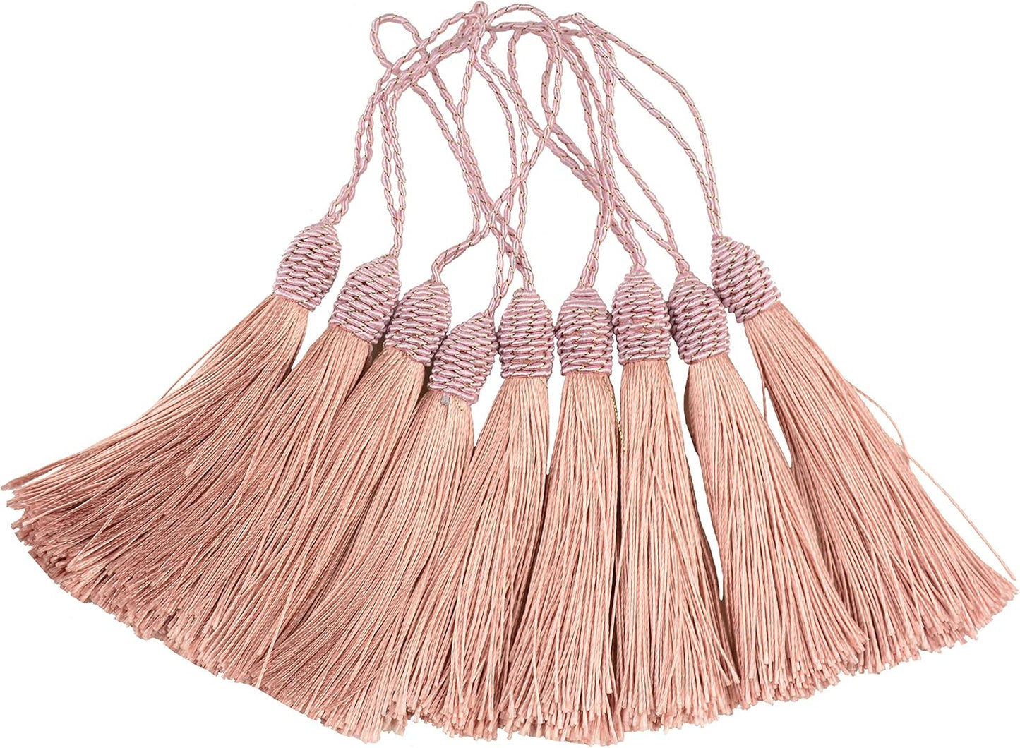 Makhry 20pcs 15.5cm/6 Inch Silky Floss Bookmark Tassels with 2-Inch Cord Loop and Small Chinese Knot for Jewelry Making, Souvenir, Bookmarks, DIY Craft Accessory (Peach Pink)