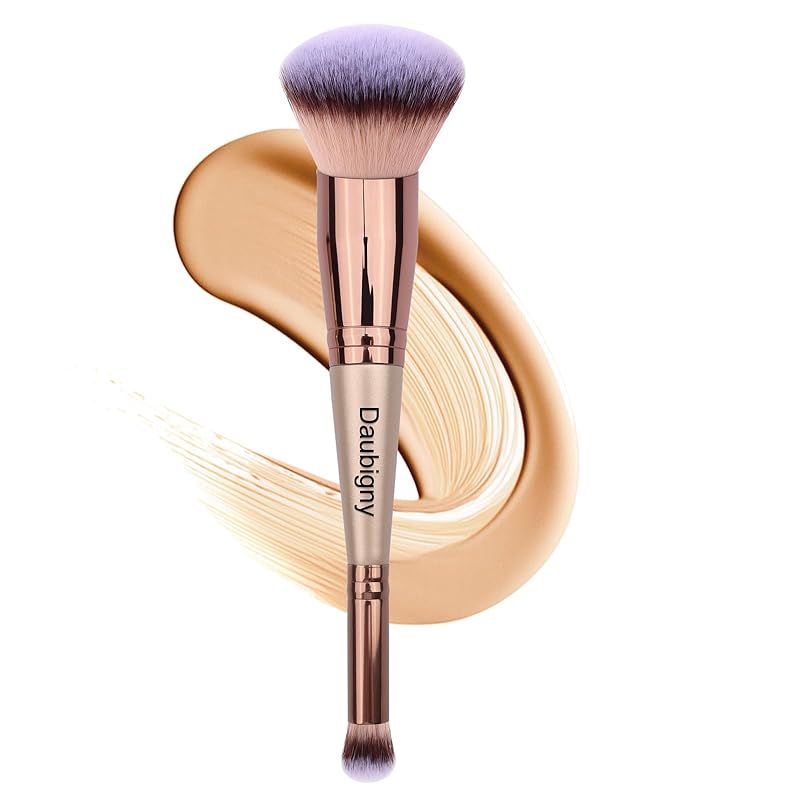 Daubigny Makeup Brushes Dual-ended Foundation Brush Concealer Brush Perfect for Any Look Premium Luxe Hair Rounded Taperd Flawless Brush Ideal for Liquid, Cream, Powder,Blending,Concealer(Angled)