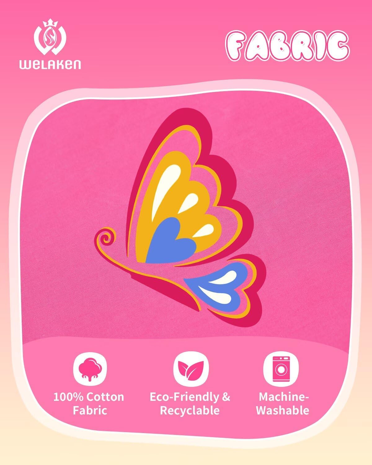 WELAKEN Kid Girls Butterfly Wings Dress - Toddler Cotton Sleeveless Fairy Sundress with Pockets