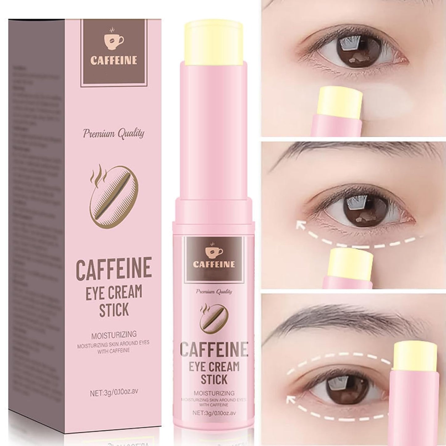 Caffeine Eye Cream Stick,Eye Cream for Anti-Aging Dark Circles Puffiness, and Wrinkles Hydrating Under Eye Cream with Hyaluronic Acid and Retinol Lifting And Firming Eye Cream,3g