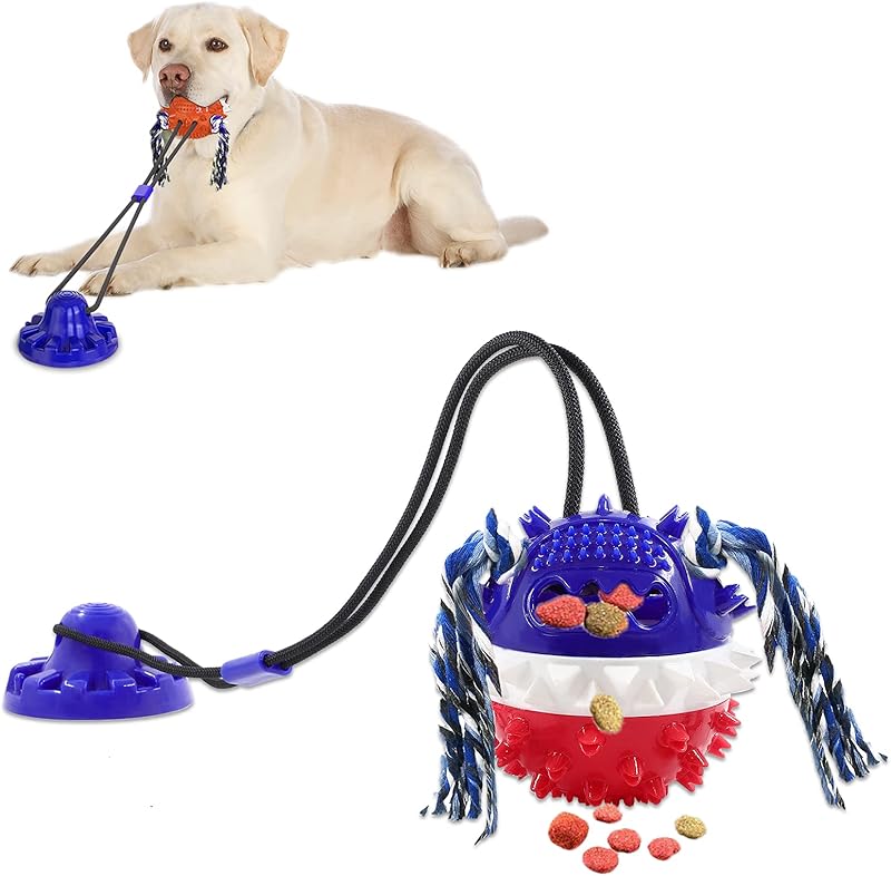 Dog Toys Dog Chew Toys for Aggressive chewers, Puppy Dog Training Treats Teething Rope Toys for Boredom Dog Puzzle Treat Food Dispensing Ball Toys for Puppies Teething (Blue)