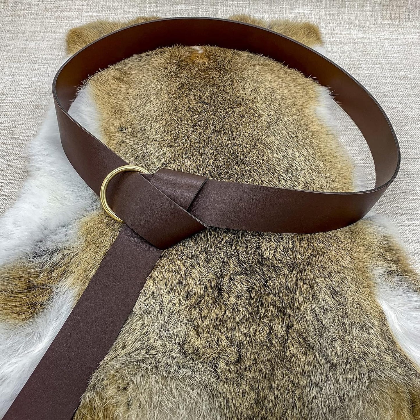 HiiFeuer Medieval PU Leather Ring Belt, Retro Renaissance Rivets Belt for LARP, Ren Faire & Parties