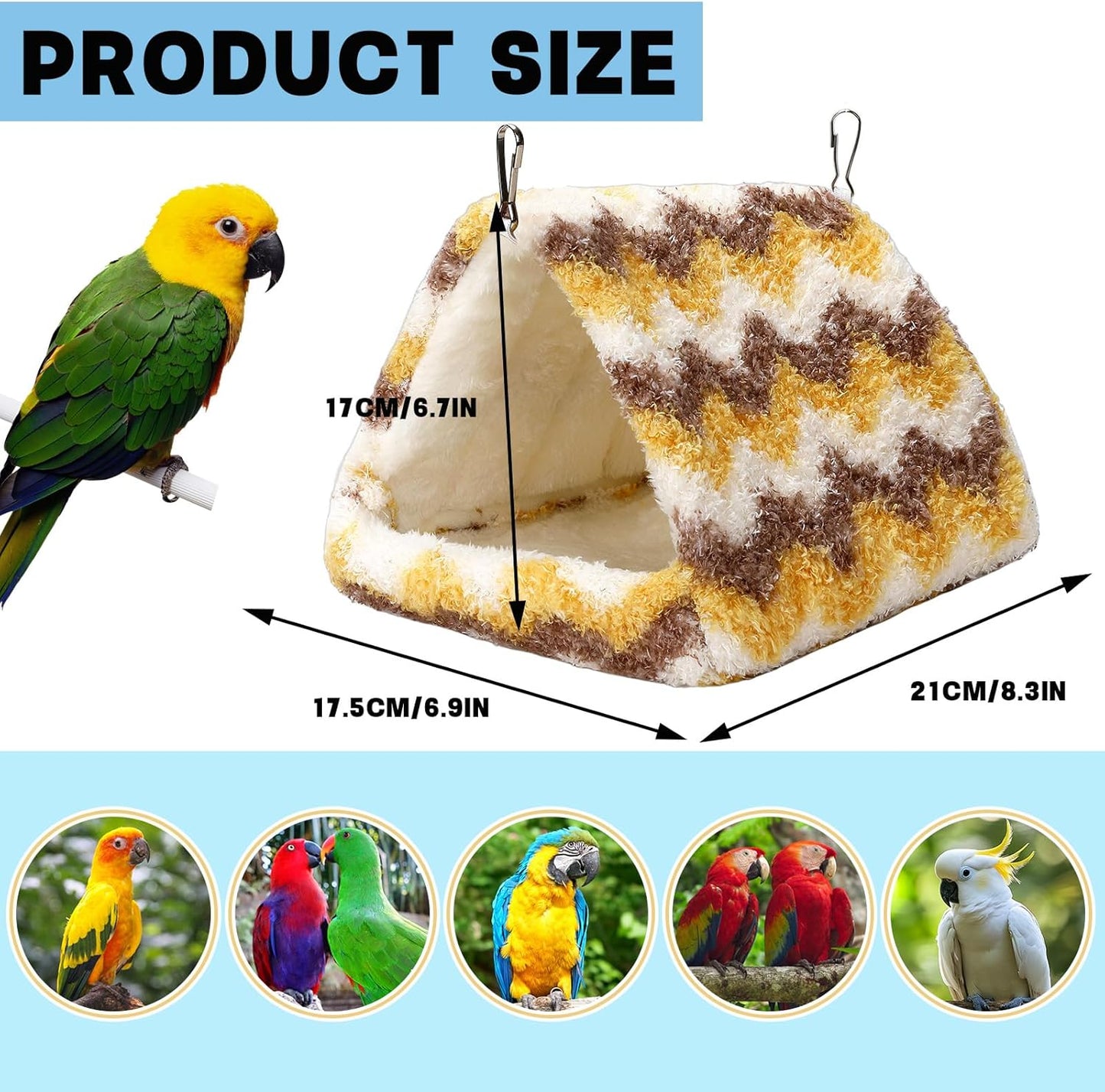 2 Pack Bird Nest House, Hanging Hammock Fluffy Parrots Bird Bed for Cage Bird Plush Nest Toy for Parrot Macaw Budgies Eclectus Parakeet Cockatiels Cockatoo Lovebird