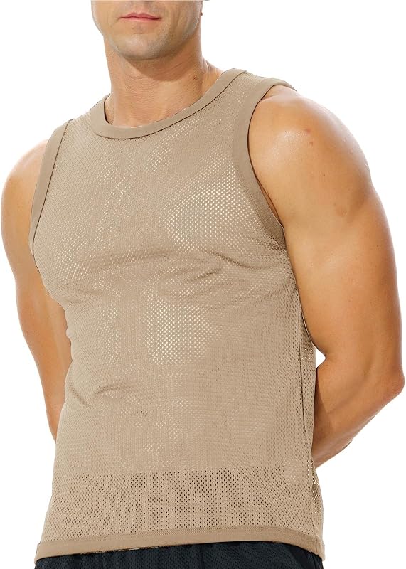 Men's Mesh Workout Tank Top Fitted Sleeveless Shirt for Casual Gym Muscle Training