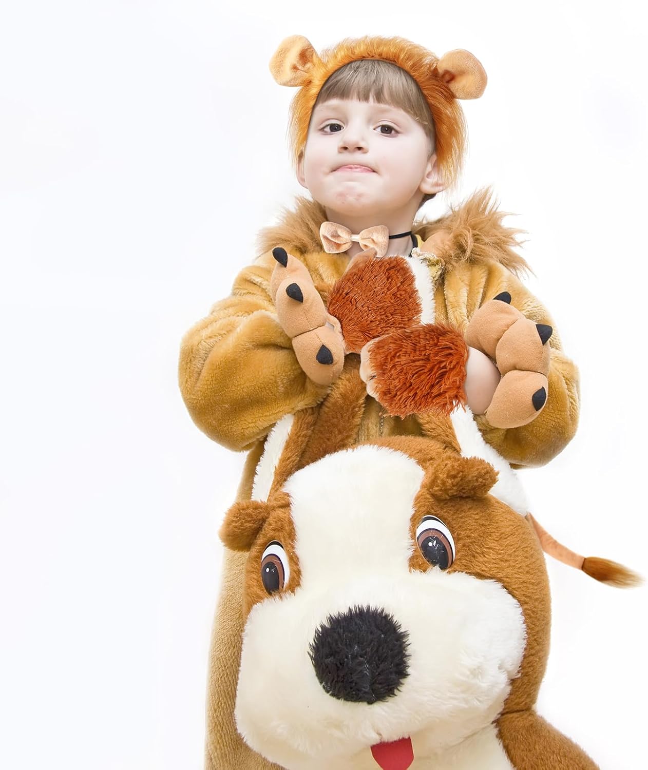 Geyoga Halloween Lion Costume Set Lion Animal Ears Headband Gloves Tail Bow Tie Gold Tutu Skirt Animal Fancy Costume Kit Accessories for Girls