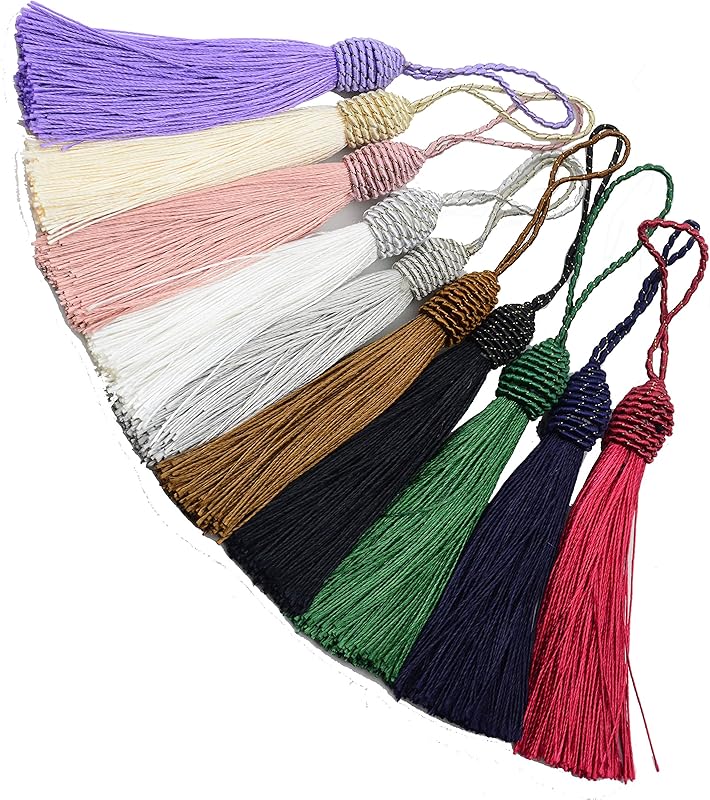 Makhry 20pcs 15.5cm/6 Inch Silky Floss Bookmark Tassels with 2-Inch Cord Loop and Small Chinese Knot for Jewelry Making, Souvenir, Bookmarks, DIY Craft Accessory (Peach Pink)
