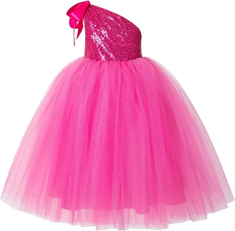 ekidsbridal One-Shoulder Sequin Tutu Flower Girl Dress Corset Dress Wedding Pageant Dresses Ball Gown Tutu Dresses
