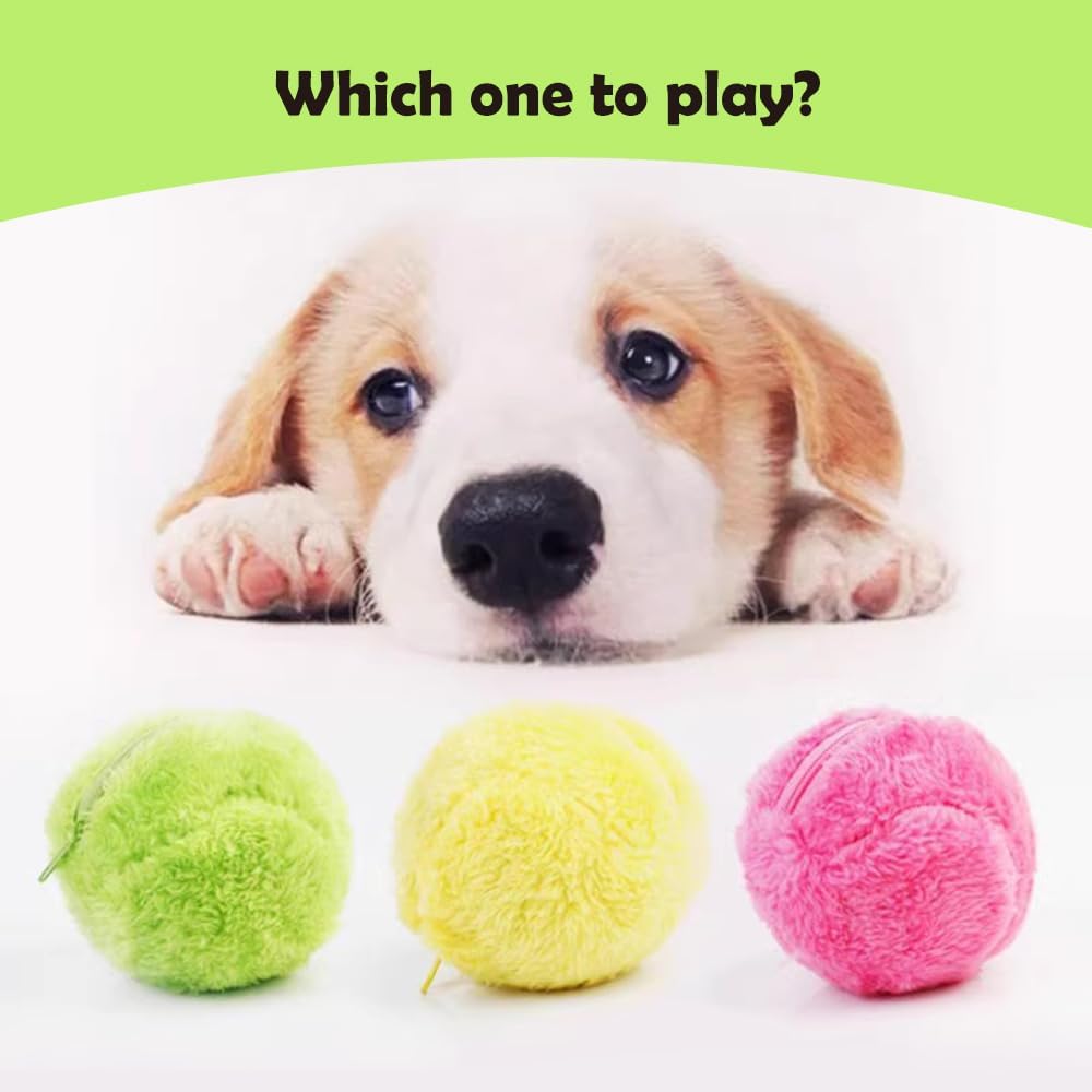 Active Rolling Ball Plush Dog Toy, 2025 New Self Moving Balls for Dogs, Interactive Dog Toys Pet Active Balls for Puppy (1 Black Ball + 4 Plush Covers)