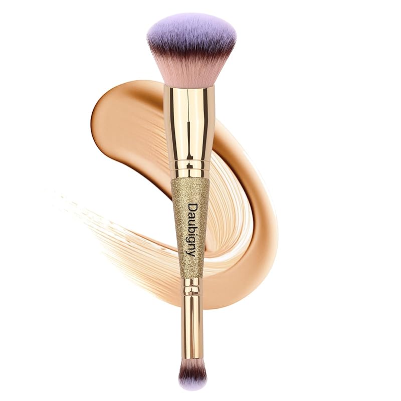 Daubigny Makeup Brushes Dual-ended Foundation Brush Concealer Brush Perfect for Any Look Premium Luxe Hair Rounded Taperd Flawless Brush Ideal for Liquid, Cream, Powder,Blending,Concealer(Angled)