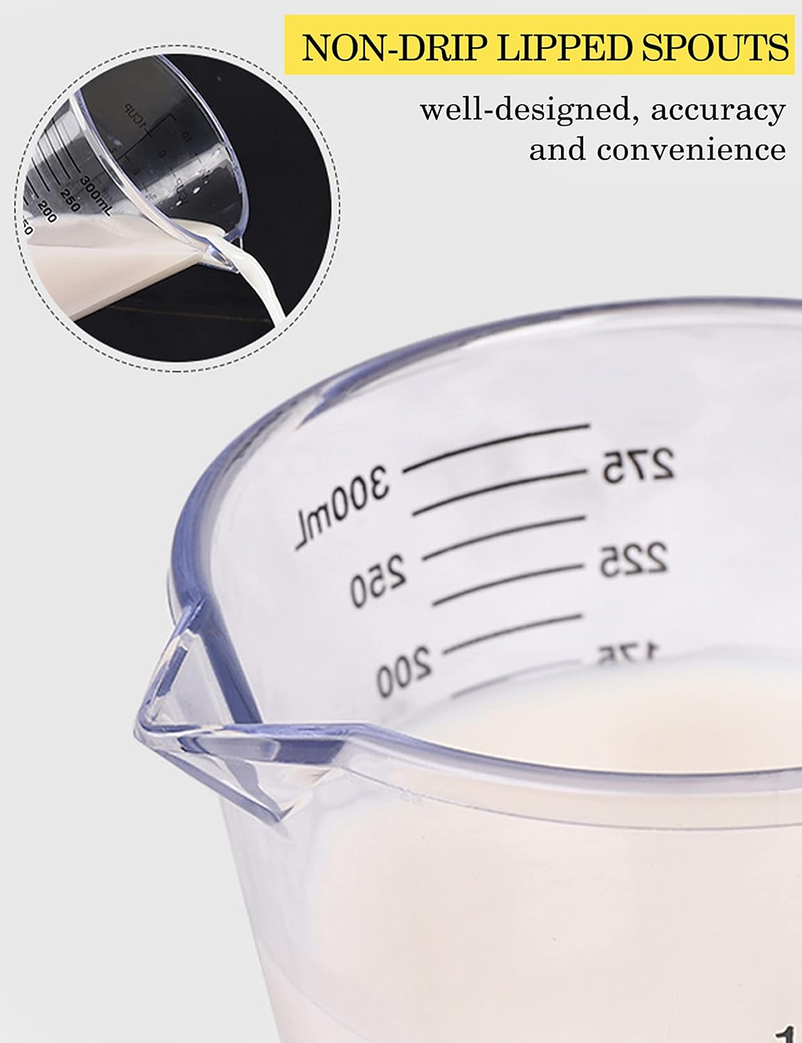Measuring Cups Set, Liquid Measuring Cups For 3 For Kitchen - BPA Free Plastic Set with Spout Multiple Measurement Scales (Clear)
