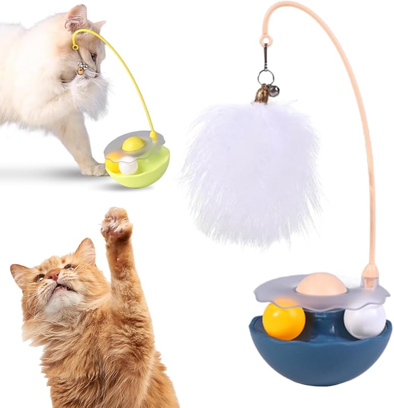 Interactive Cat Feather Toys, 2025 New Automatic Interactive Cat Toys for Indoor Cats Exercise Feather Toy for All Breeds (Blue)