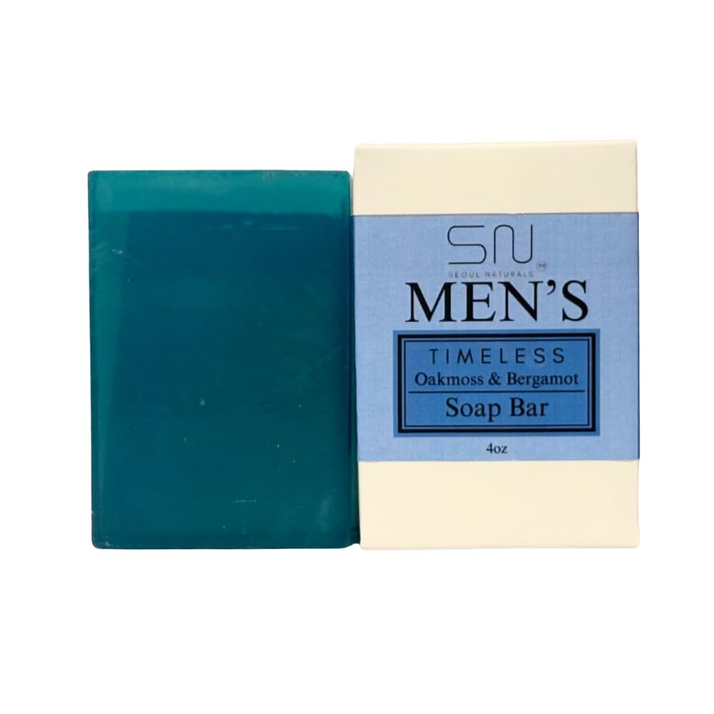 Seoul Naturals Men's Timeless Oakmoss & Bergamot Soap Bar, k beauty, 4 oz