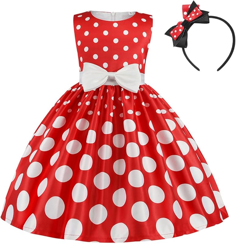 IBTOM CASTLE Baby Girl Polka Dots Princess Costume Birthday Fancy Dress up Party Cosplay Ears Dance Clothing Set