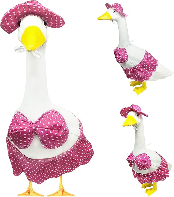 Porch Goose Summer Outfit, Porch Goose Clothes with Yellow Polka Dot, for 23"/17" Lawn Goose Statue,Goose Clothes for Yard Goose