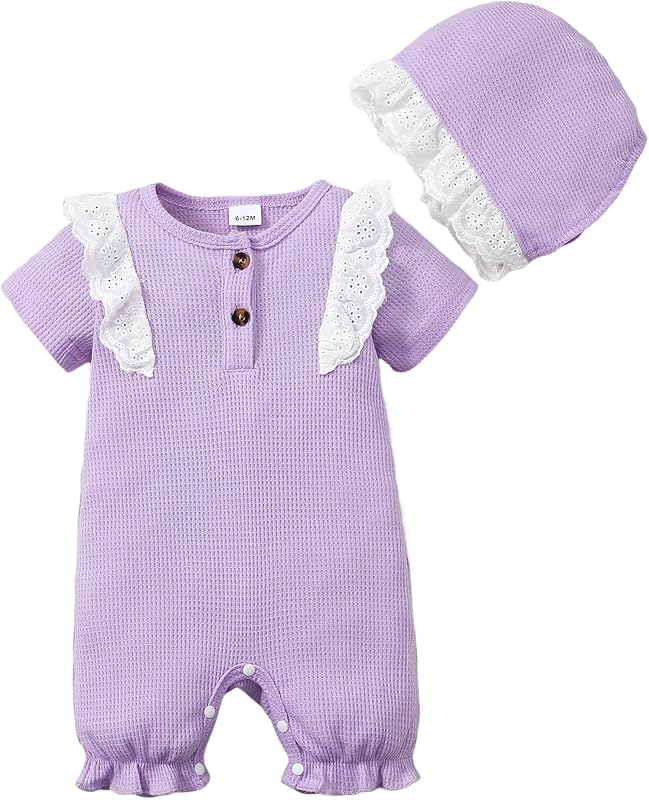 SUNNY PIGGY Newborn Baby Girl Clothes Baby Girl One Piece Romper Fall Winter Long Sleeve with Hat Sets Cute Infant Outfits