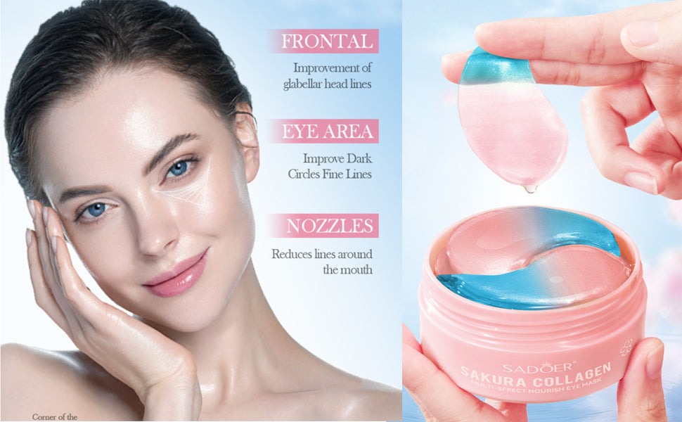 Sakura Eye Masks, 30 Pairs Collagen Gel Under Eye Patches, Crystal Eye Masks Reduce Wrinkles and Dark Circles, Moisturizing & Anti-Aging Reducing Eye Wrinkles Skincare