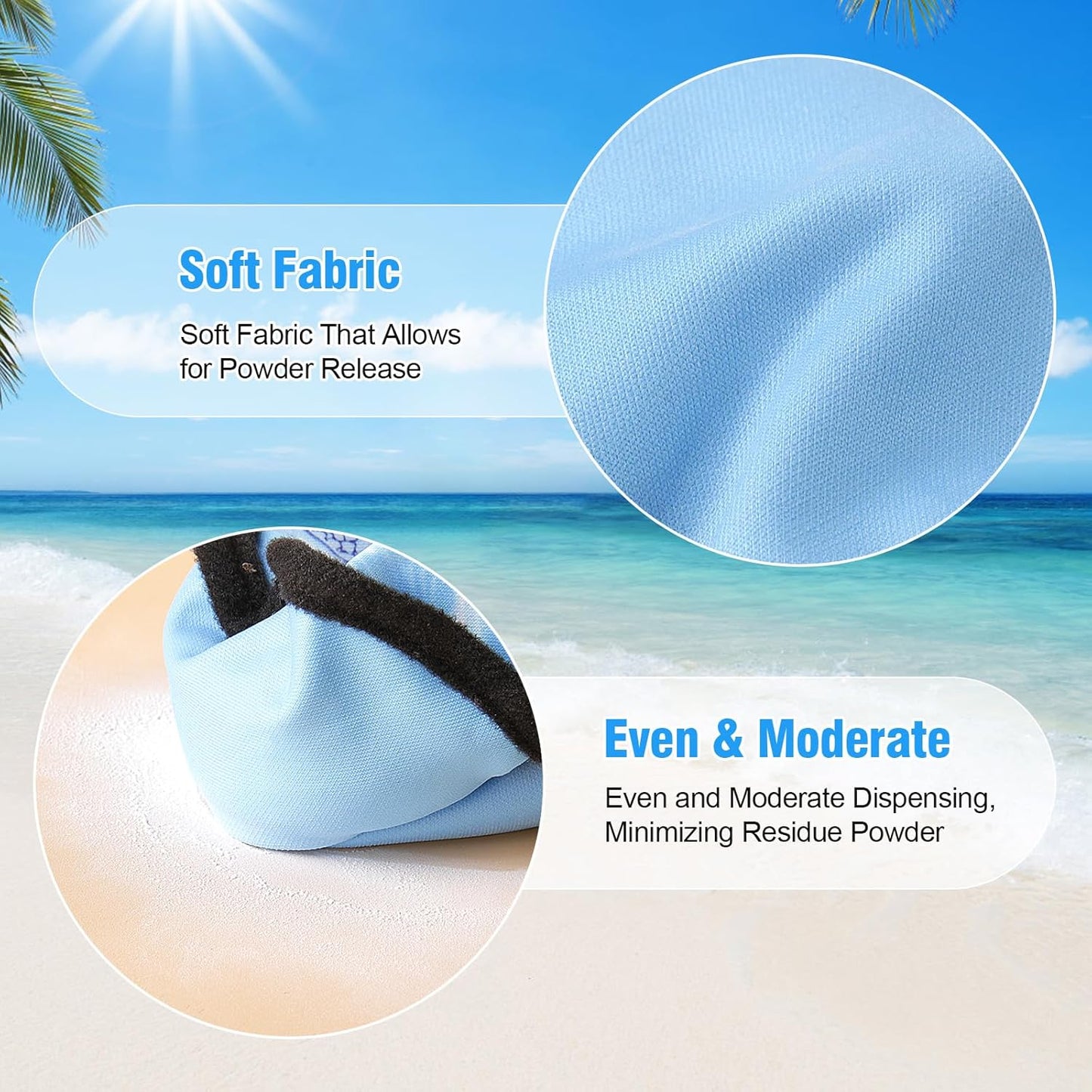 Talc-Free Double Capacity Sand Remover for Beach - Gentle on Skin Instant Sand Removal Bag with Natural Ingredients - Beach Essentials & Accessories for Vacation Travel and Cruise