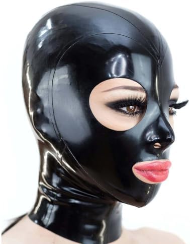 ABWL Black Latex Mask Hood,Rubber Masks with Open Eyes,Cosplay Costumes Clubwear Party Mask for Women Men