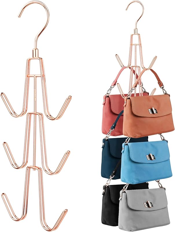 ZEDODIER Purse Hanger Organizer for Closet, 2 Pack Hanging Bag Holder, Keeping Purses Visible and in Good Condition, Metal Handbag Storage Hook Backpack Rack Space Saving Hanger, Silver