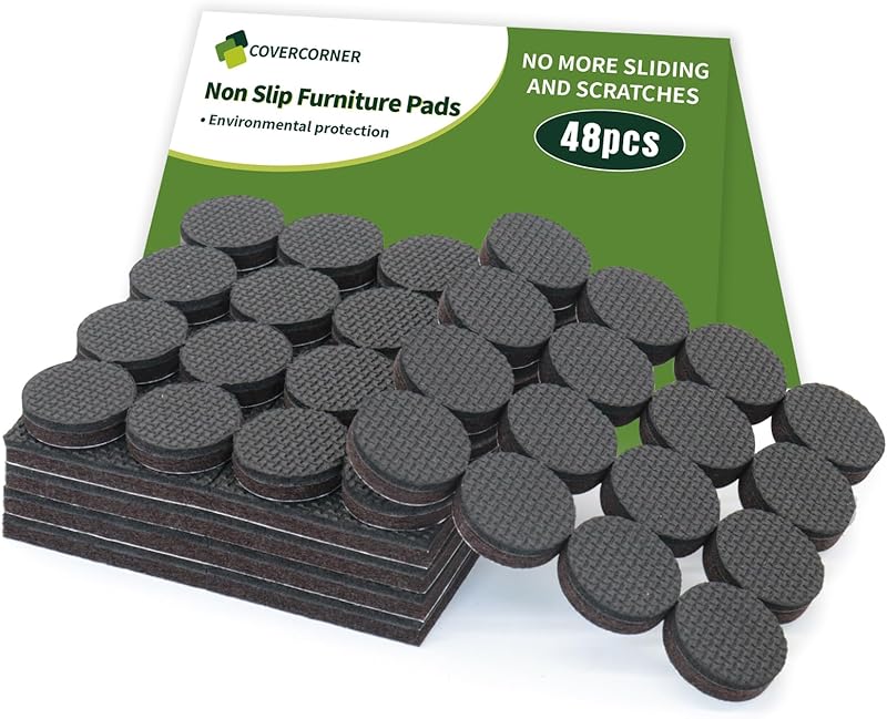 Non Slip Furniture Pads 16 PCS 2'' Square - Anti Slip Furniture Pads - Self Adhesive Rubber Feet Furniture Feet - Chair Leg Floor Protectors - Keep Furniture in Place