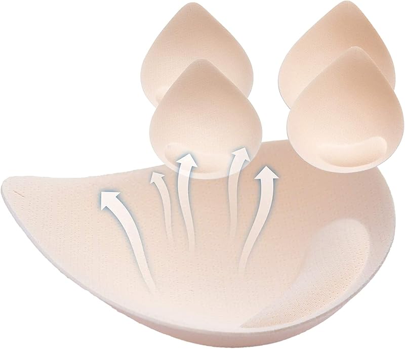 PRETTYWELL Bra Pads Inserts, 2 Pairs Latex Bras Inserts for Sports Bras, Bra Cups Inserts for Bikini Tops