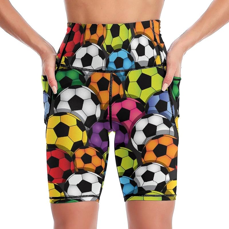 High Waist Workout Yoga Shorts for Women with Pockets Tummy Control Yoga Leggings Running Gym Biker Shorts