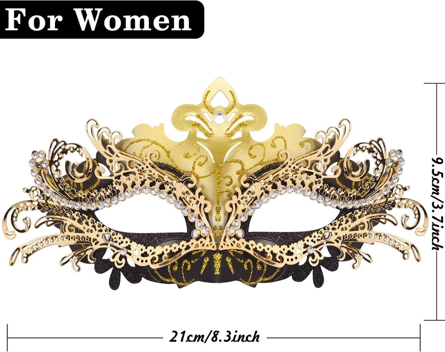 SIQUK Couple Masquerade Masks Metal Venetian Party Mask Halloween Costume Mask Mardi Gras Mask for Couples Women and Men