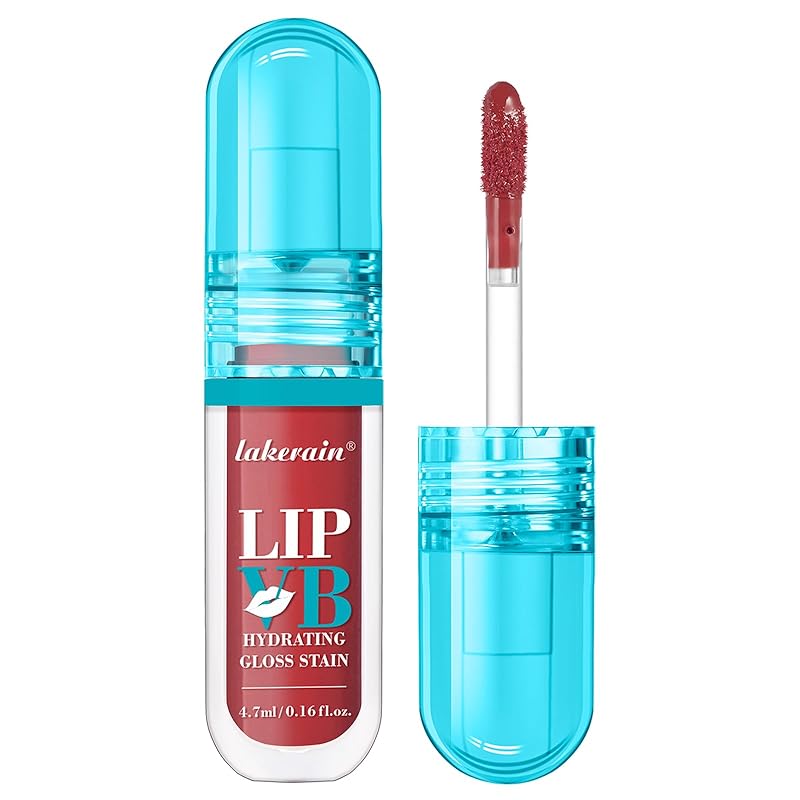 LIP VB Hydrating Lip Gloss Stain - 12HR Glossy Plump & Waterproof Moisture Lock, Non-Sticky Lip Treatment for Dry Lips Revival, Daily Wear & Night Care (Dripping In Rose)