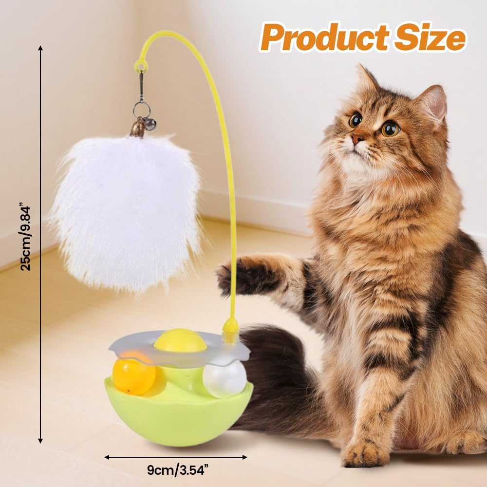 Interactive Cat Feather Toys, 2025 Upgraded Interactive Cat Toys for Indoor Cats, Teaser Catnip Toy for Kitten Cats (Yellow)