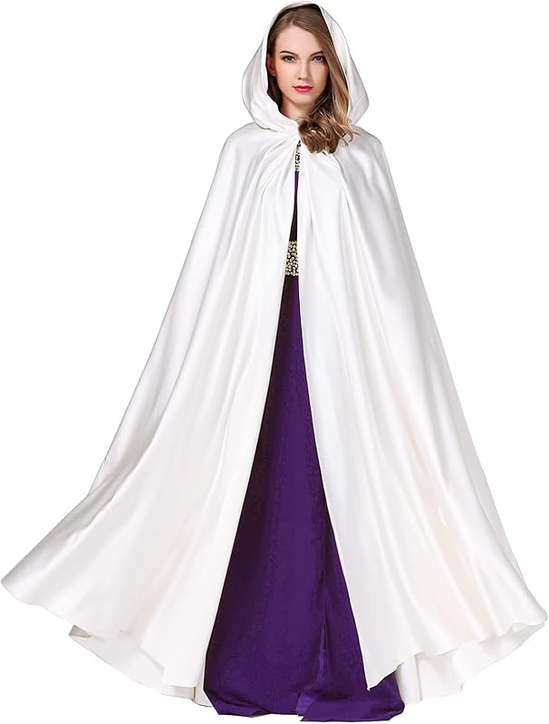 BEAUTELICATE Women's Wedding Hooded Cape Bridal Cloak Poncho Full Length