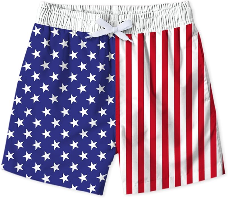 uideazone Boys Swim Trunks 3D Funny Print Surfing Board Shorts Quick Dry UPF 50+ Swimsuit Beachwear with Mesh Lining 2-12T