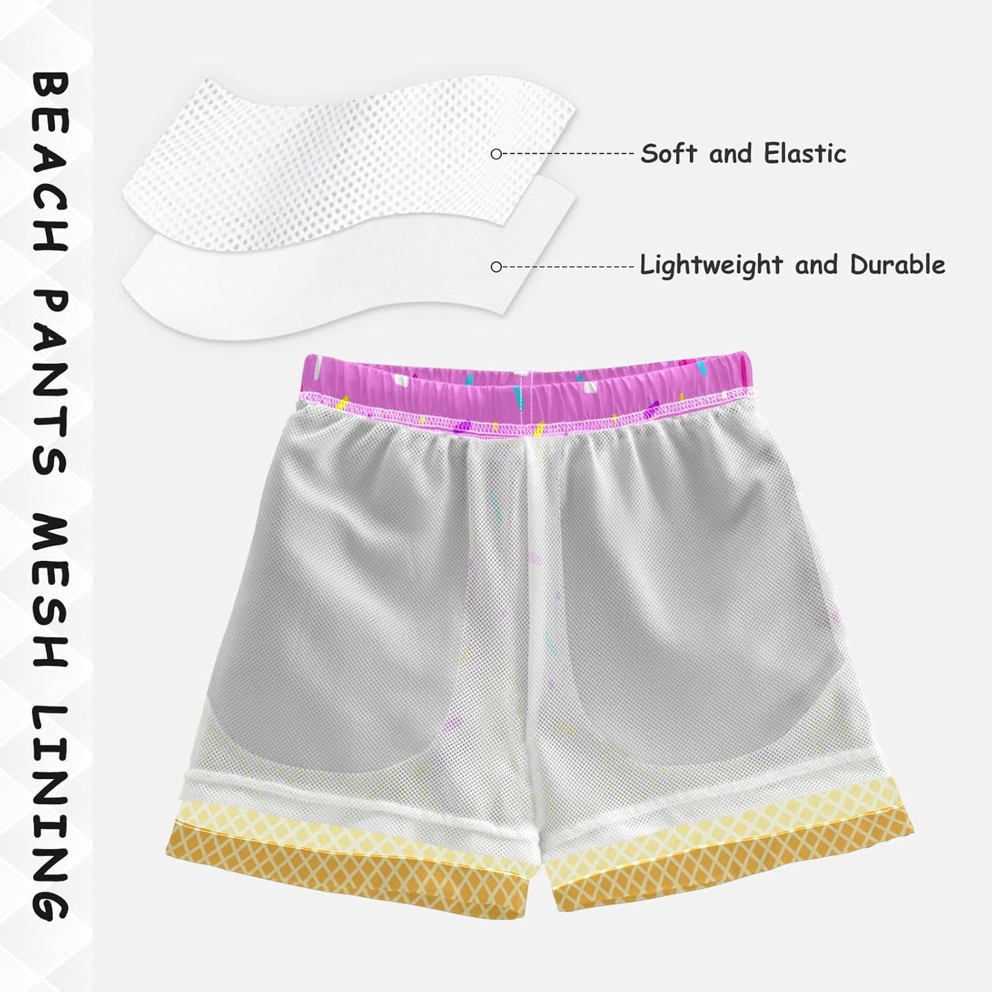 Ice Cream Boy Swim Trunks Waffle Or Cone Quick Dry Bathing Suit Swimsuit,Toddler Beach Board Shorts 2-16Years