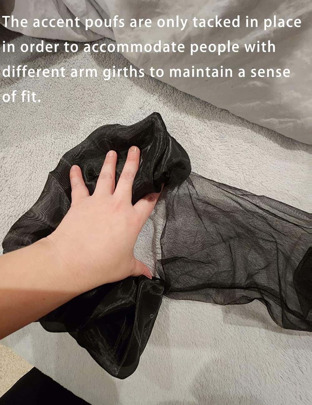 Super Puff Women's Sheer Long Oversize Tulle Mesh Gloves for Cocktail Opera Party with Puff Sleeve