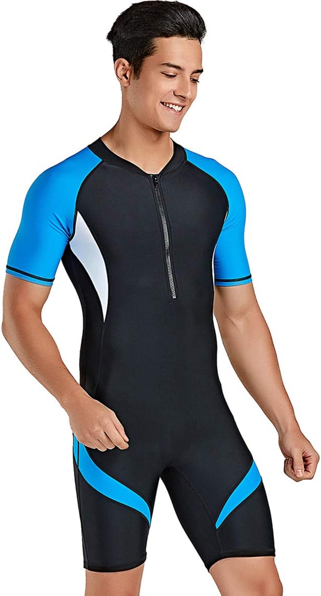 Cokar Short Sleeve Men One-Piece Boyleg Swimsuit