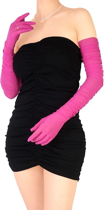 Women's Sexy Sheer Gloves Mesh Tulle Super Long Gloves Opera Christmas Costume Party Dance Glove