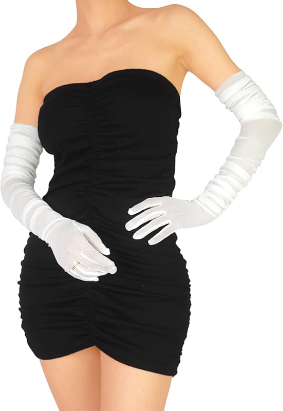 Women's Sexy Sheer Gloves Mesh Tulle Super Long Gloves Opera Christmas Costume Party Dance Glove