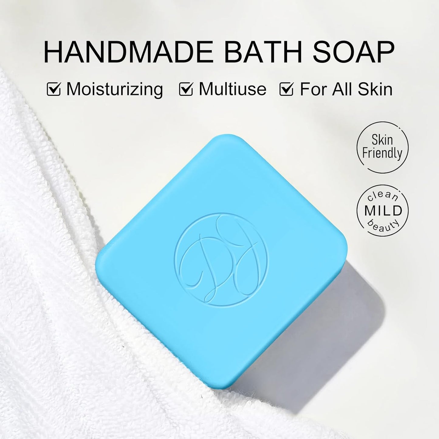 KYDA 2 Pcs Sea Salt Soap Bar, Handmade Bath Soap, Sea Salt Essential Oil Bath Soap, Bath & Body Cleansing Bath Bar, Deep Cleansing, Moisturizing