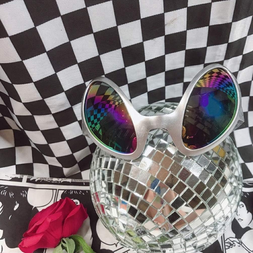 NUOBESTY 2Pcs Alien Glasses Sliver Plastic Alien Sunglasses Alien Eyeglasses Alien Costume Accessories for Halloween Party Favors Green Glasses