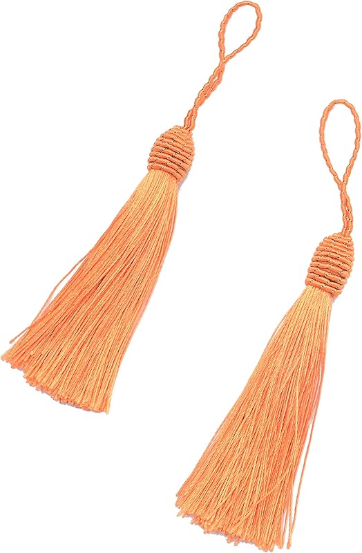 Makhry 20pcs 15.5cm/6 Inch Silky Floss Bookmark Tassels with 2-Inch Cord Loop and Small Chinese Knot for Jewelry Making, Souvenir, Bookmarks, DIY Craft Accessory (Peach Pink)