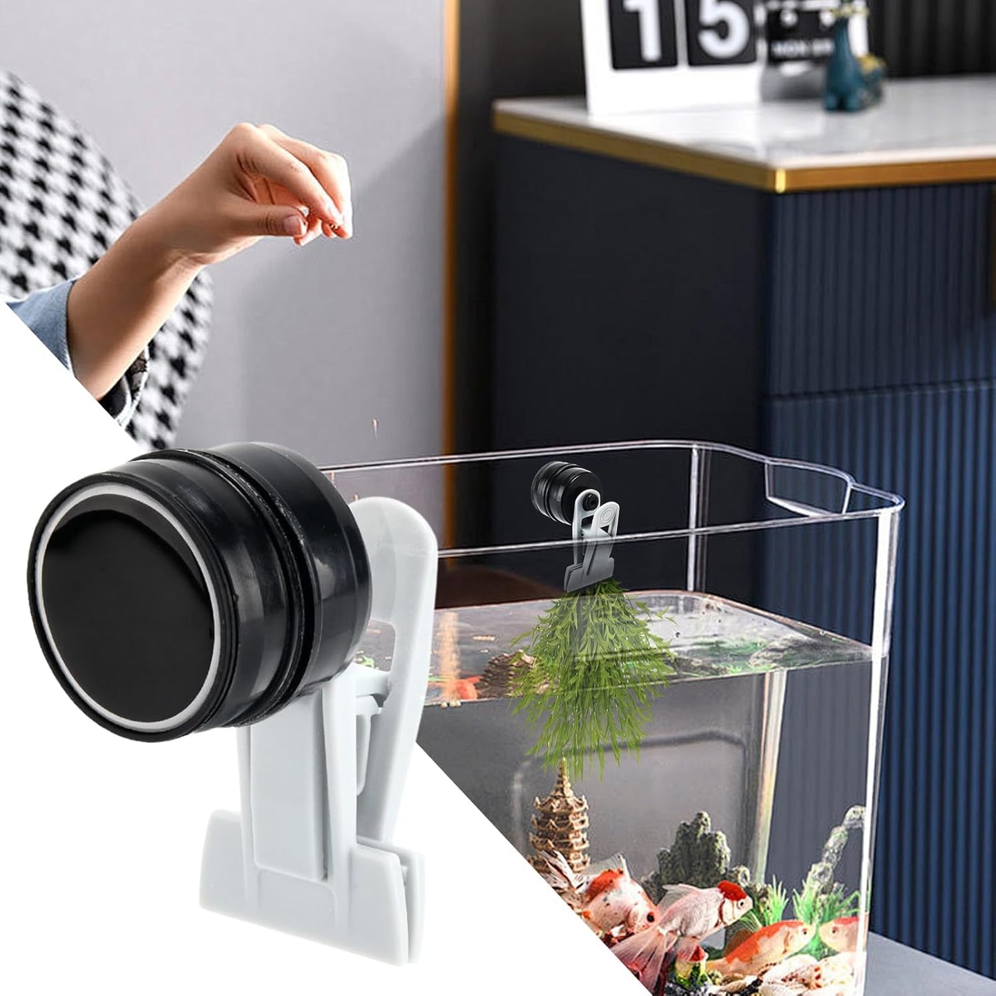 Pince à algues, mangeoire magnétique pour aquarium, support de nourriture automatique compact, tortue Betta, crevettes, outil d'alimentation polyvalent en eau salée et eau douce pour entretien