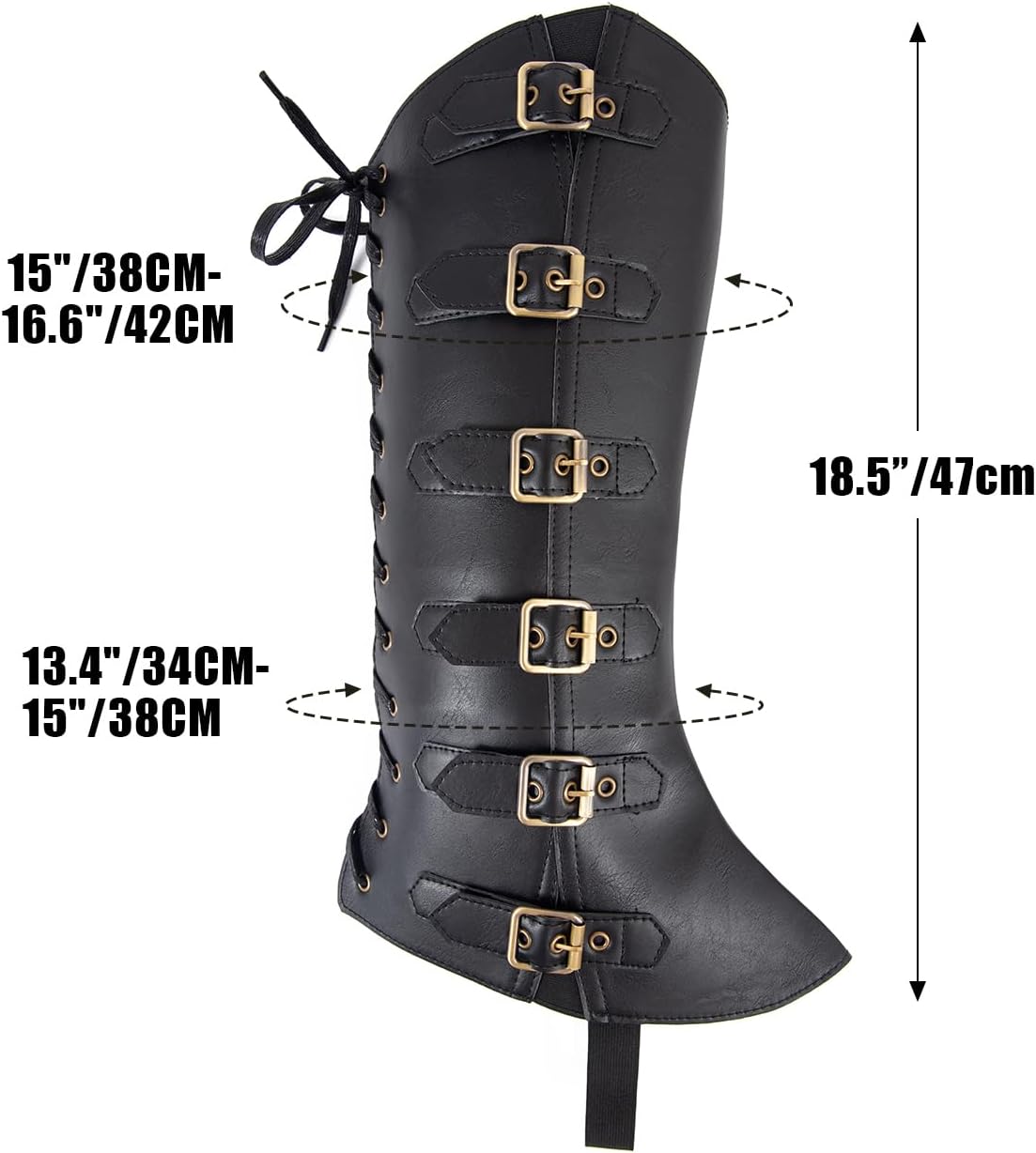 Pirate Boot Covers - Viking, Jedi, Medieval, Steampunk, Renaissance Leg Covers - Men's PU Leather Leg Guards - Black, Adult, US 21-22, X-Wide