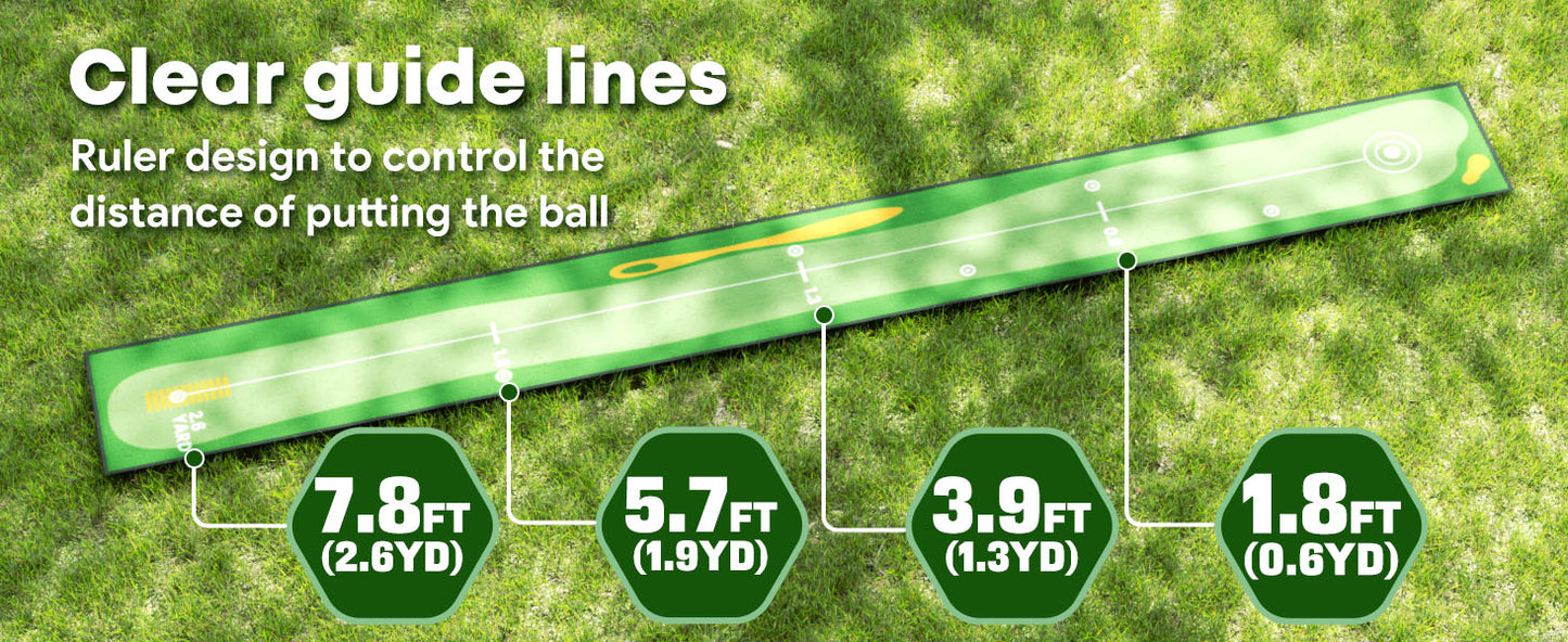 Golf Putting Mat Indoor & Outdoor Professional Practice Putting Green Mat with Distance Marker Anti Slip Backing Golf Accessories Portable Training Matt