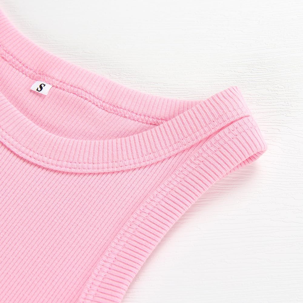 Artfish Women Casual Basic Sleeveless High Neck Rib-Knit Y2k Crop Tank Top