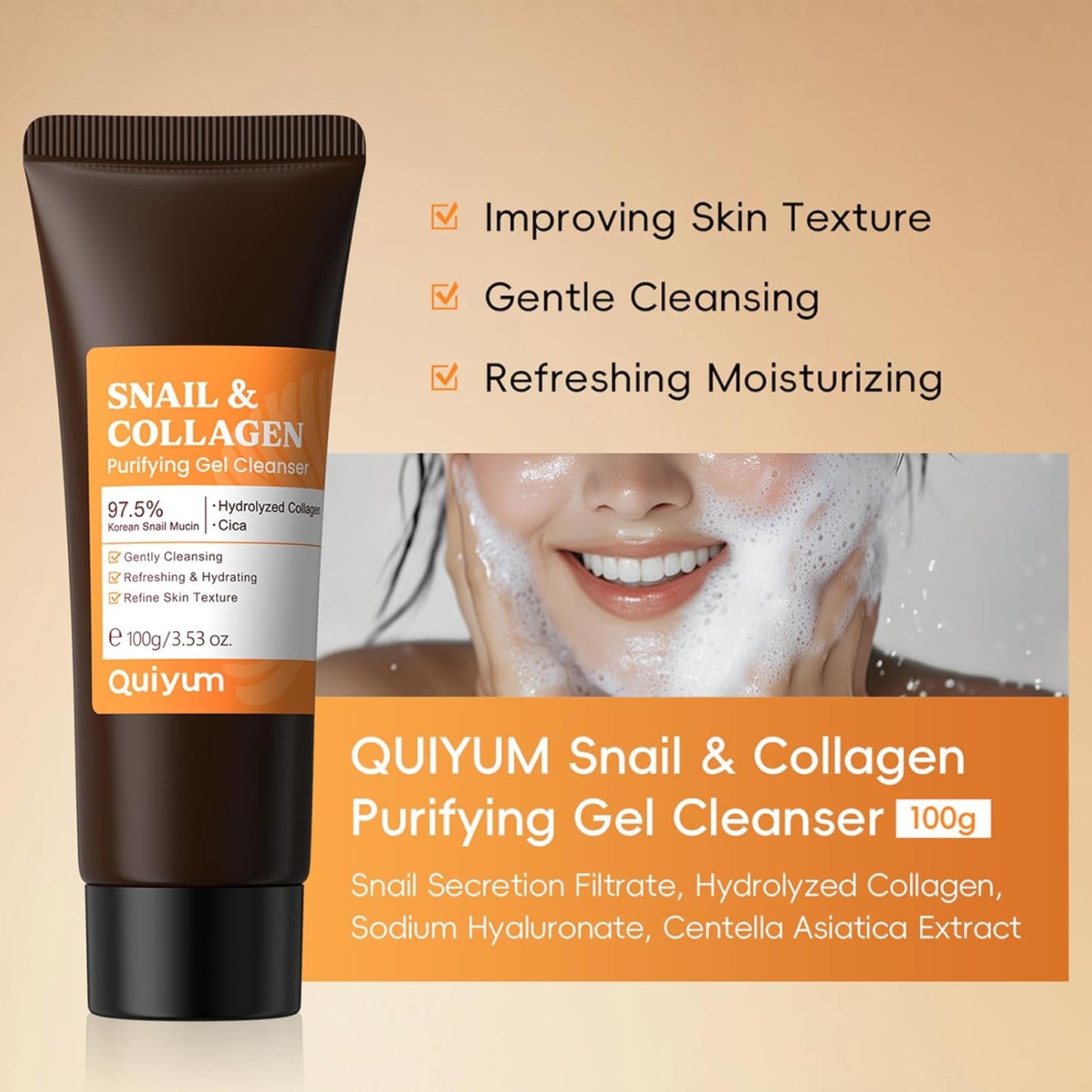 All About Snail Mucin Kit Korean Skin Care Set, Collagen Skincare Gift Set Hydrating & Lifting Skin, Snail Skin Care Products Set Cleanser, Serum, Cream, Facial Kit for Women and Men Anti - Aging 3Pcs - TrendyLookz