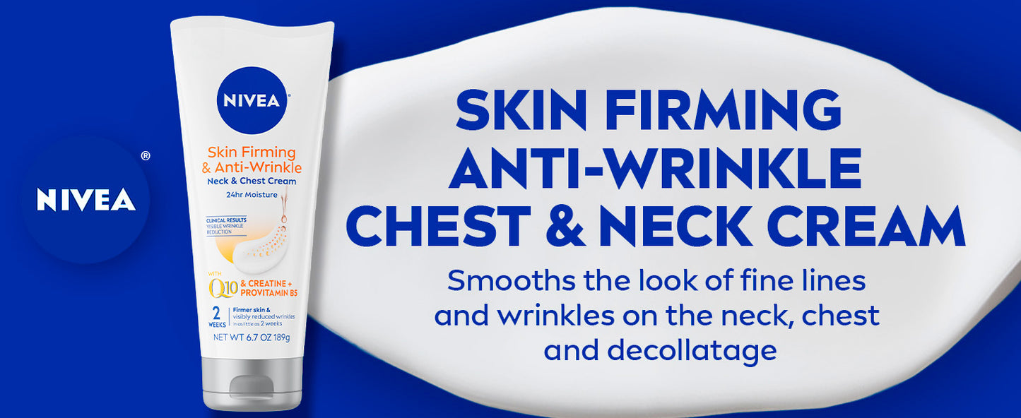 NIVEA Skin Firming & Anti Wrinkle Neck & Chest Cream with Coenzyme Q10, Creatine and Provitamin B5, Skin Firming Cream Reduces the Look of Fine Lines and Wrinkles, 6.7 Oz Tube
