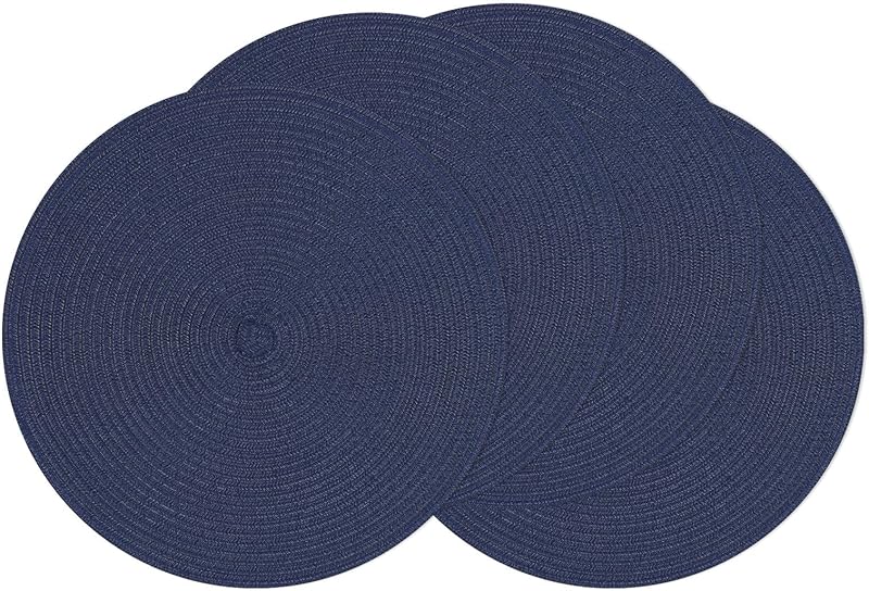 SHACOS Round Braided Placemats Set of 4 Round Table Mats for Dining Tables 15 inch Washable Kitchen Table Place Mats Indoor (Beige, 4)