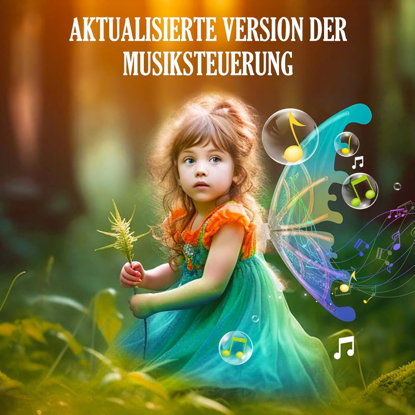 GOLDGE LED Electric Fairy Wings for Girls, Moving Butterfly Wings with Lights & Music, Toy for Halloween, Valentine, Birthday, Christmas, Party Costume, Princess Cosplay and Dress-Up (Multicolored)