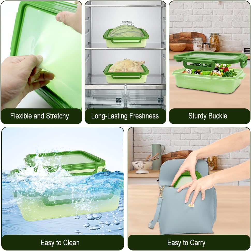 Abnaok 2PCS Reusable Large Fruit And Veggie Savers, Silicone Fruit Storage Box, Fruit Storage Pods For Food Saver, Ideal For Roast Chicken, Garlic, Onions, Lemons, Watermelon and Potatoes