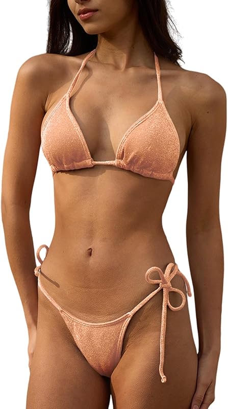Bikini Sets Women Thongs Cheeky Two Piece Swimsuit Sexy Swimwear Triangle Cute Bathing Suit String